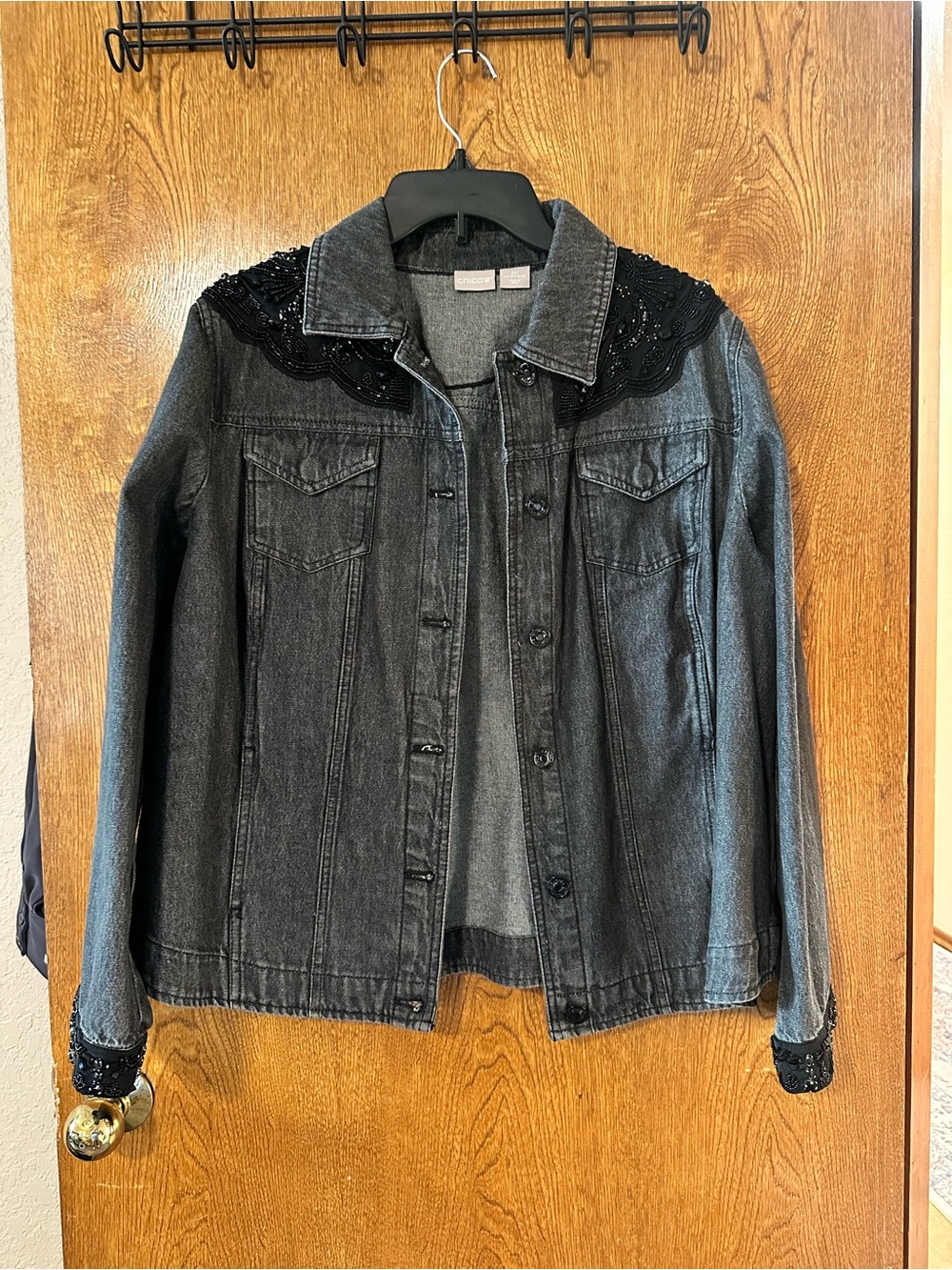 Chico's Black Embellished Denim Jacket